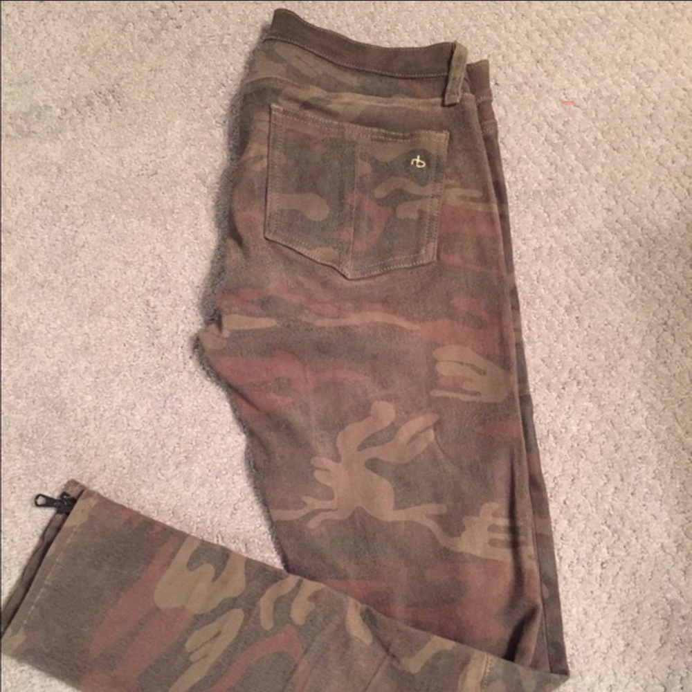 😱Rag and Bone Lamb Leather camo jeansNWOT❤️